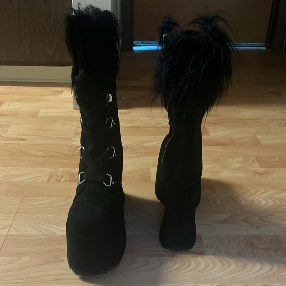‼️NWT‼️Dolls Kill X Widow Conflicted Galore Black Platform Boots Size 9 - Picture 6 of 9